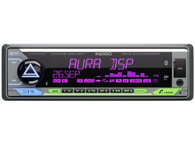 AURA автомагнитола INDIGO-879DSP MKII процессор, 4 RCA, 4х51 Вт.